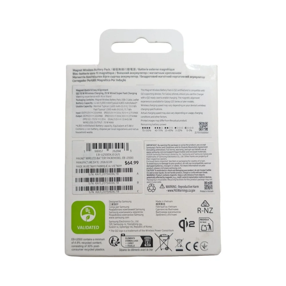 Qq4O Samsung - Magnetic Wireless Battery Pack With Kick Stand 5,000 mAh - Gray